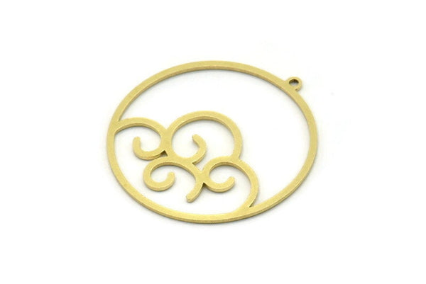 Brass Round Charm, 2 Raw Brass Round Charm With 1 Loop, Charm Pendants (34x32x0.80mm) SMP0833