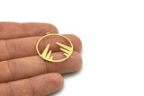 Brass Round Charm, 4 Raw Brass Round Charm With 1 Loop, Charm Pendants (30x28x0.80mm) SMP0835