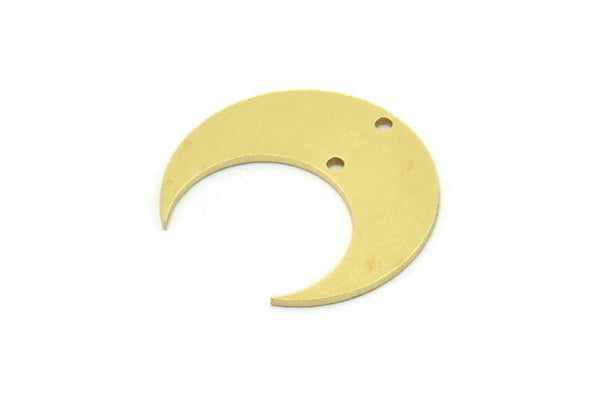 Brass Moon Charm, 8 Raw Brass Crescent Moon Charms With 2 Holes, Findings (23.5x9x0.80mm) SMP0837