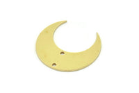 Brass Moon Charm, 8 Raw Brass Crescent Moon Charms With 2 Holes, Findings (23.5x9x0.80mm) SMP0837