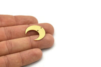 Brass Moon Charm, 8 Raw Brass Crescent Moon Charms With 2 Holes, Findings (23.5x9x0.80mm) SMP0837