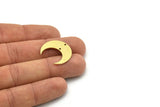 Brass Moon Charm, 8 Raw Brass Crescent Moon Charms With 2 Holes, Findings (23.5x9x0.80mm) SMP0837