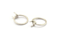 Claw Ring Setting, 2 Antique Silver Plated Brass 6.35mm Ring Settings with 3 Claws, Ring Blanks N0104-17.5