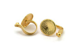 Gold Ethnic Ring, Gold Plated Brass Adjustable Geometric Ring With 1 Pad N0155
