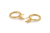 Claw Ring Setting, Gold Plated Brass Claw Ring Blanks With 4 Claws For Natural Stones N0210