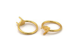 Claw Ring Setting, Gold Plated Brass 6.35mm Ring Setting with 3 Claws, Ring Blanks N0104-17.5