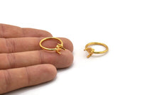Claw Ring Setting, Gold Plated Brass 6.35mm Ring Setting with 3 Claws, Ring Blanks N0104-17.5