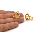 Gold Ring Setting, Gold Plated Brass Moon Phases Shaped Ring With 1 Stone Setting - Pad Size 3mm N0571