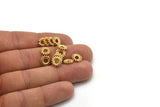 Round Gold Beads, 8 Gold Plated Brass Round Flower Beads, Findings (9mm) N0383