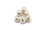 10mm Ball Beads, 12 Antique Silver Plated Brass Beads (10mm) D0045