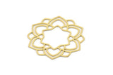 Brass Flower Charm, 2 Raw Brass Flower Charms, Charm Pendants (38x37x0.60mm) SMP0857