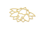 Brass Flower Charm, 2 Raw Brass Lotus Flower Charms, Chakra Charms, Findings (33x43x0.60mm) SMP0859
