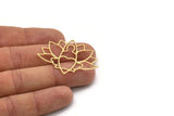 Brass Flower Charm, 2 Raw Brass Lotus Flower Charms, Chakra Charms, Findings (33x43x0.60mm) SMP0859