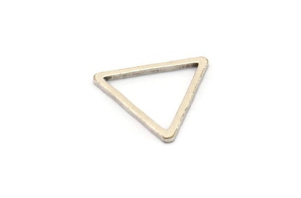 Gümüş Üçgen Charm - 12 Antik Gümüş Kaplama Pirinç Üçgen Charm (20x1,2 mm) D0109