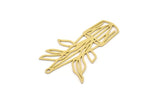 Brass Flower Charm, 4 Raw Brass Potted Plant Shaped Charms With 1 Loop, Findings (44x28x0.60mm) SMP0867