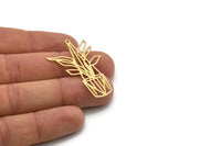 Brass Flower Charm, 4 Raw Brass Potted Plant Shaped Charms With 1 Loop, Findings (44x28x0.60mm) SMP0867