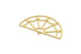 Semi Circle Charm, 4 Raw Brass Half Moon Charms With 1 Loop, Findings (20x35.5x0.60mm) SMP0868