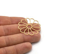 Brass Flower Charm, 2 Raw Brass Flower Charms, Charm Pendants (36x35x0.60mm) SMP0870
