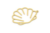 Brass Shell Charm, 4 Raw Brass Sea Shell Shaped Charms With 1 Loop, Earring Findings (29x22x0.60mm) SMP0873