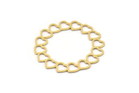 Brass Heart Connector, 2 Raw Brass Heart Charms, Brass Round Charms (36x0.80mm) SMP0874