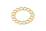 Brass Heart Connector, 2 Raw Brass Heart Charms, Brass Round Charms (36x0.80mm) SMP0874