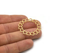 Brass Heart Connector, 2 Raw Brass Heart Charms, Brass Round Charms (36x0.80mm) SMP0874