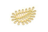 Brass Leaf Charm, 4 Raw Brass Leaf Charms, Findings (37x27x0.60mm) SMP0877