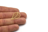 Brass Leaf Charm, 6 Raw Brass Leaf Charms With 1 Loop, Charm Pendants (31x18x0.60mm) SMP0879