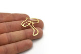 Brass Mushroom Charm, 4 Raw Brass Mushroom Charms With 1 Loop, Charm Pendants (38x29x0.60mm) SMP0971
