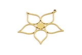 Brass Flower Charm, 4 Raw Brass Flower Shaped Charms With 1 Loop, Findings (36x36x0.80mm) SMP0972
