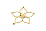 Brass Flower Charm, 4 Raw Brass Flower Shaped Charms With 1 Loop, Findings (36x36x0.80mm) SMP0972