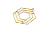 Brass Hexagon Charm, 2 Raw Brass Hexagon Shaped Charms With 1 Loop, Earring Findings, Geometric Charms (37x30x0.80mm) SMP0978