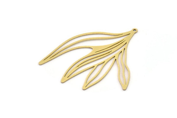 Brass Leaf Charm, 4 Raw Brass Leaf Charms With 1 Loop, Charm Pendants (43x38x0.60mm) SMP0979