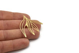 Brass Leaf Charm, 4 Raw Brass Leaf Charms With 1 Loop, Charm Pendants (43x38x0.60mm) SMP0979