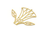 Brass Flower Charm, 2 Raw Brass Flower Shaped Charms With 1 Loop, Findings (40x48x0.60mm) SMP0980