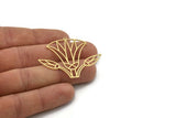 Brass Flower Charm, 2 Raw Brass Flower Shaped Charms With 1 Loop, Findings (40x48x0.60mm) SMP0980