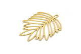 Brass Leaf Charm, 4 Raw Brass Branch Charms With 1 Loop, Charm Pendants (40x32x0.60mm) SMP0981