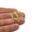 Brass Leaf Charm, 4 Raw Brass Branch Charms With 1 Loop, Charm Pendants (40x32x0.60mm) SMP0981