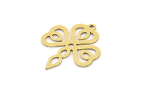 Brass Ethnic Charm, 12 Raw Brass Ethnic Motif Charms With 1 Loop, Earring Charms (21x17x0.60mm) SMP0986