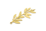 Brass Leaf Charm, 10 Raw Brass Branch Charms With 1 Loop, Charm Pendants (35x15x0.60mm) SMP0988