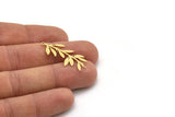 Brass Leaf Charm, 10 Raw Brass Branch Charms With 1 Loop, Charm Pendants (35x15x0.60mm) SMP0988