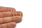 Brass Diamond Charm, 4 Raw Brass Diamond Shaped Charms With 1 Loop, Pendant Findings (37x26x0.80mm) SMP0990