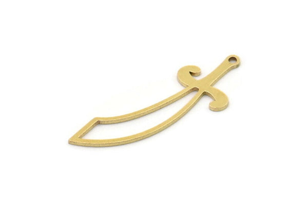 Brass Sword Charm, 12 Raw Brass Sword Shaped Charms With 1 Loop, Earrings, Charms Pendants, Findings (33x11x0.80mm) SMP0993