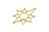Brass Pole Star Charm, 6 Raw Brass, Brass Charms, Brass Pole Star Charms With 1 Loop (35x26x0.60mm) SMP0994