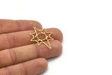 Brass Pole Star Charm, 6 Raw Brass, Brass Charms, Brass Pole Star Charms With 1 Loop (35x26x0.60mm) SMP0994