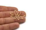 Brass Flower Charm, 4 Raw Brass Flower Charms, Charm Pendants (39x31x0.60mm) SMP0997