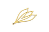 Brass Flower Charm, 6 Raw Brass Flower Shaped Charms With 1 Loop, Findings (34x20x0.60mm) SMP1000
