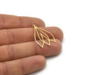 Brass Flower Charm, 6 Raw Brass Flower Shaped Charms With 1 Loop, Findings (34x20x0.60mm) SMP1000