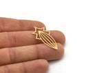 Brass Marquise Charm, 6 Raw Brass Marquise Charms With 1 Loop, Earrings, Pendants (37x18x0.60mm) SMP1002