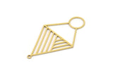 Brass Diamond Charm, 4 Raw Brass Diamond Shaped Charms With 1 Loop, Pendant Findings (42x24x0.60mm) SMP1003